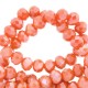 Faceted glass beads 3x2mm disc Light pumpkin orange-pearl shine coating
